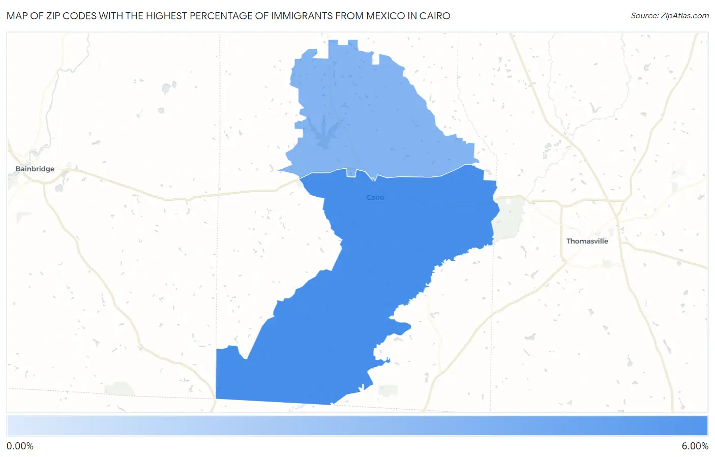 Zip Codes with the Highest Percentage of Immigrants from Mexico in Cairo Map