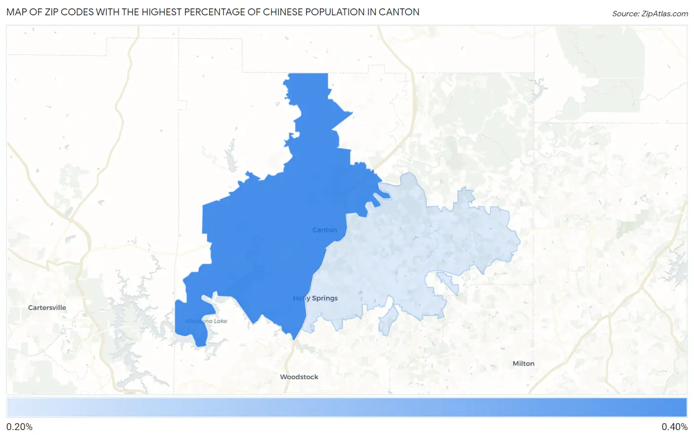 Zip Codes with the Highest Percentage of Chinese Population in Canton Map