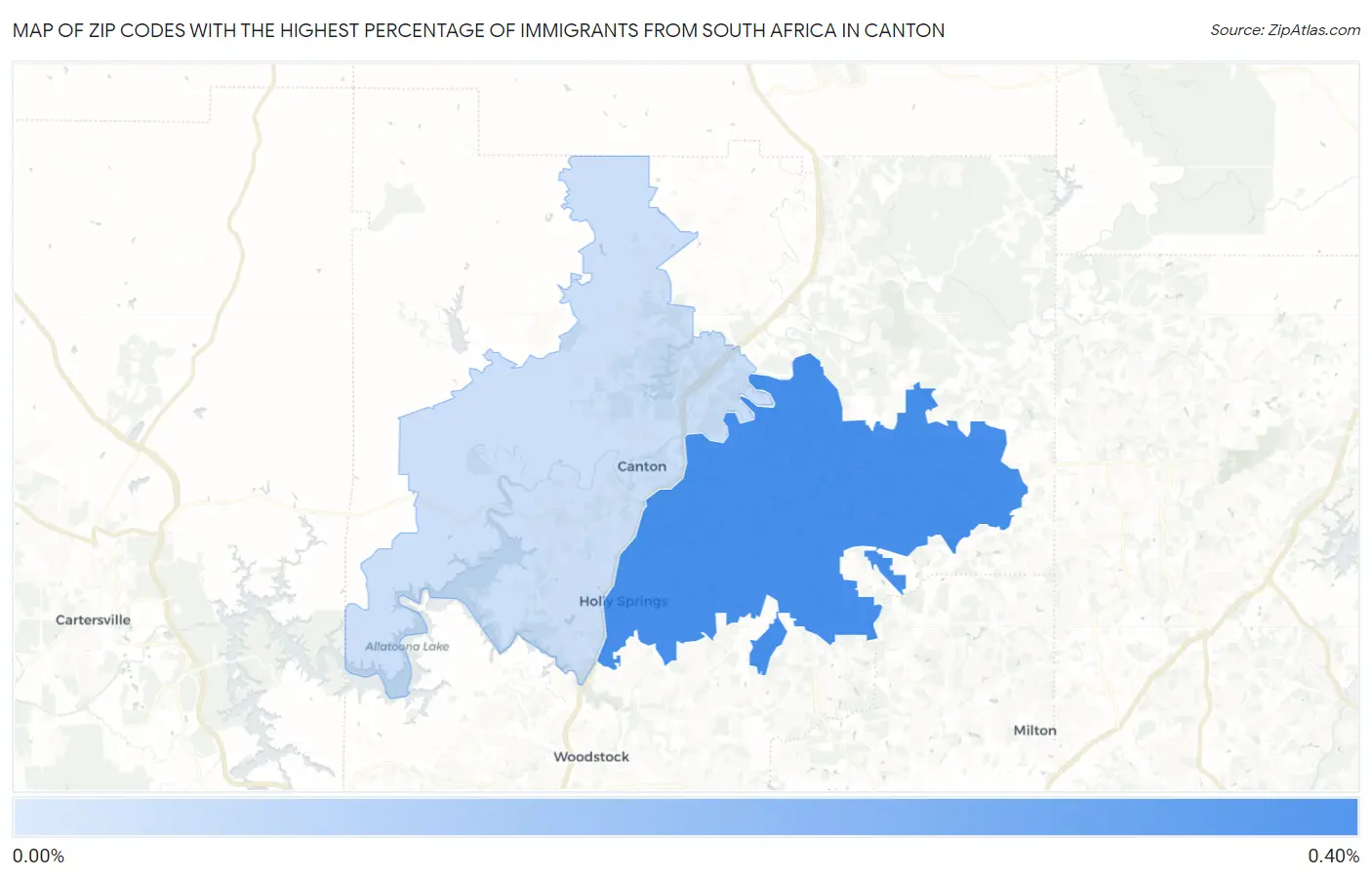 Zip Codes with the Highest Percentage of Immigrants from South Africa in Canton Map