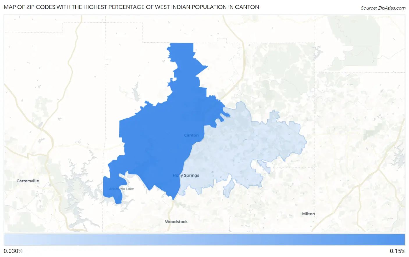 Zip Codes with the Highest Percentage of West Indian Population in Canton Map