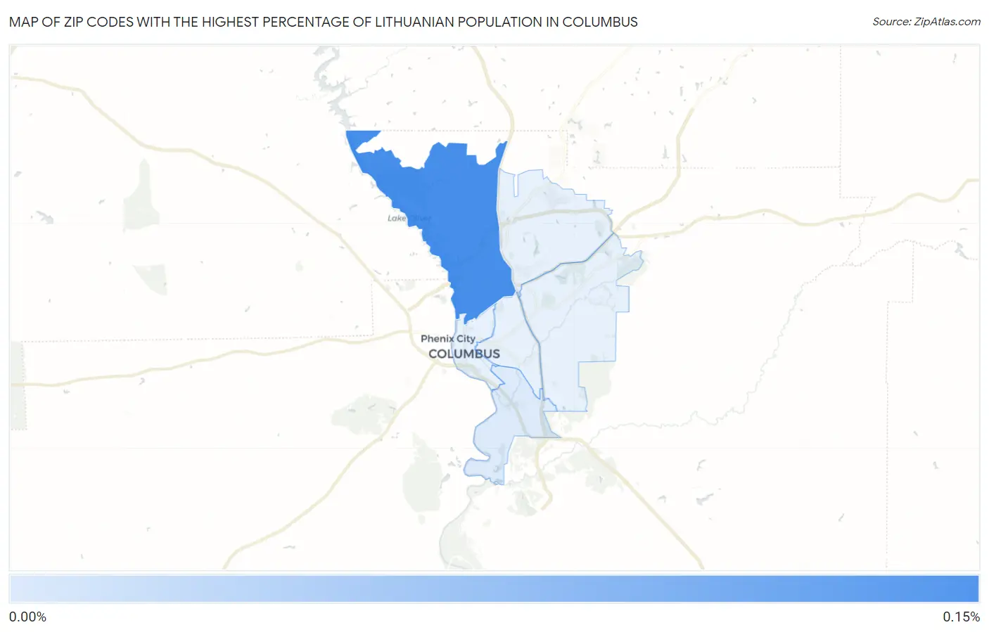 Zip Codes with the Highest Percentage of Lithuanian Population in Columbus Map