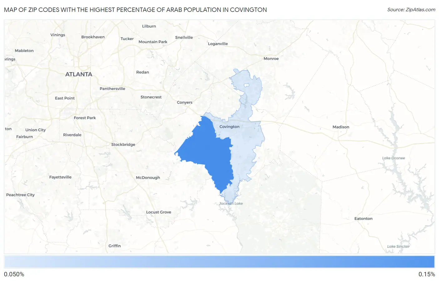 Zip Codes with the Highest Percentage of Arab Population in Covington Map