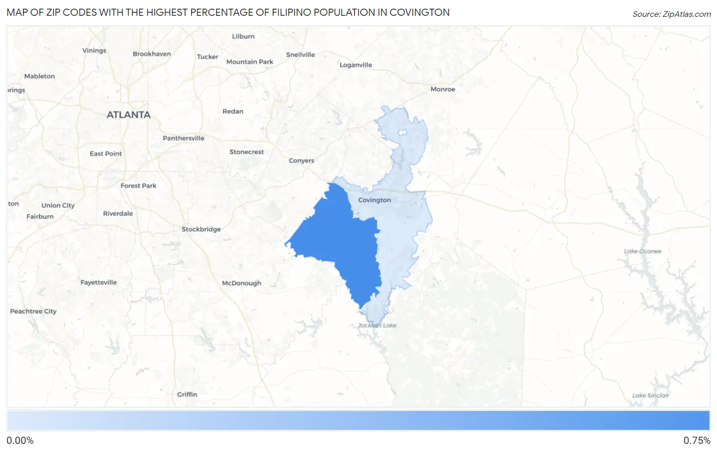 Zip Codes with the Highest Percentage of Filipino Population in Covington Map