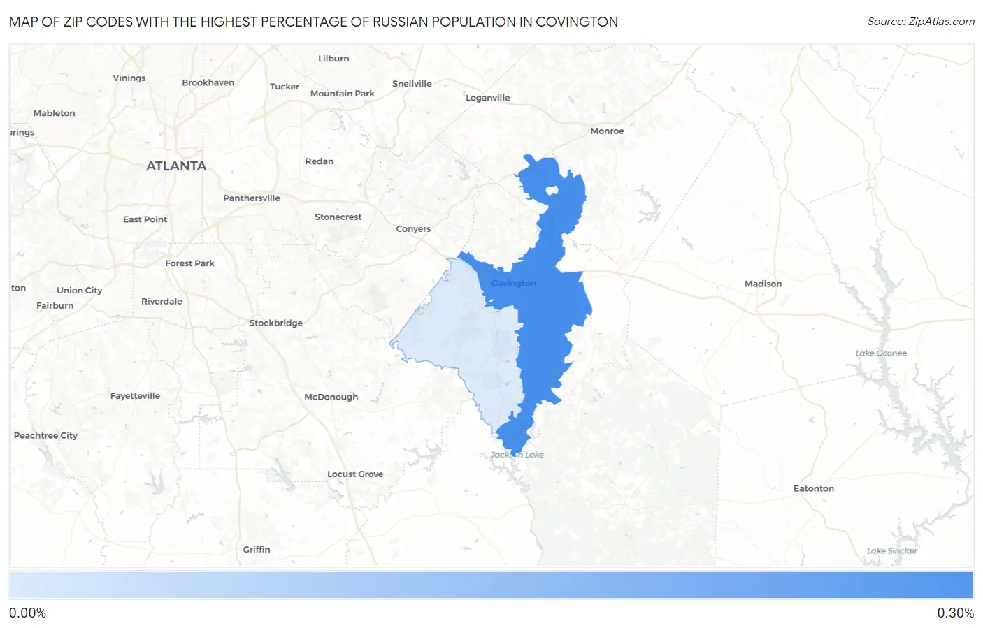 Zip Codes with the Highest Percentage of Russian Population in Covington Map