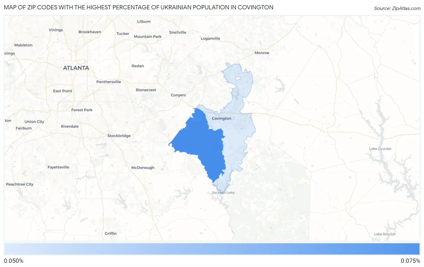 Zip Codes with the Highest Percentage of Ukrainian Population in Covington Map