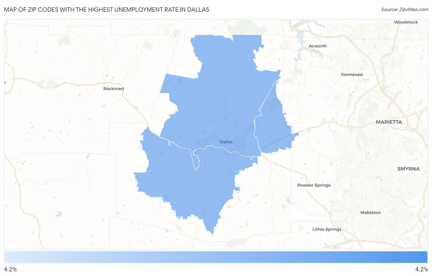 Zip Codes with the Highest Unemployment Rate in Dallas Map