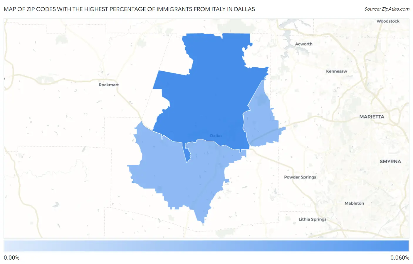 Zip Codes with the Highest Percentage of Immigrants from Italy in Dallas Map