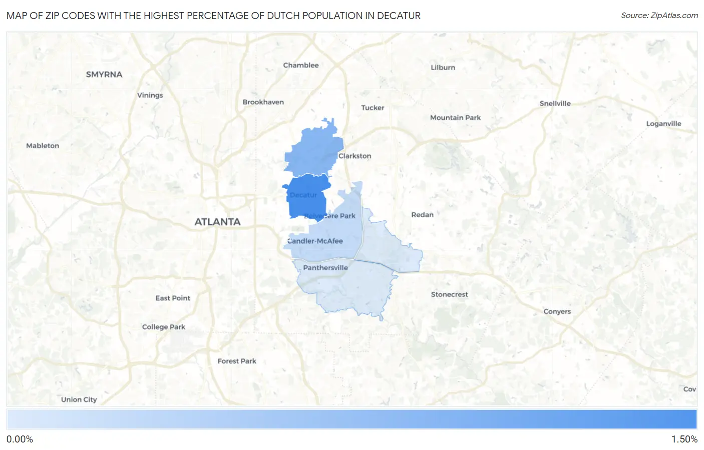 Zip Codes with the Highest Percentage of Dutch Population in Decatur Map