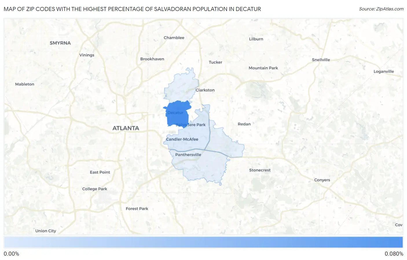 Zip Codes with the Highest Percentage of Salvadoran Population in Decatur Map