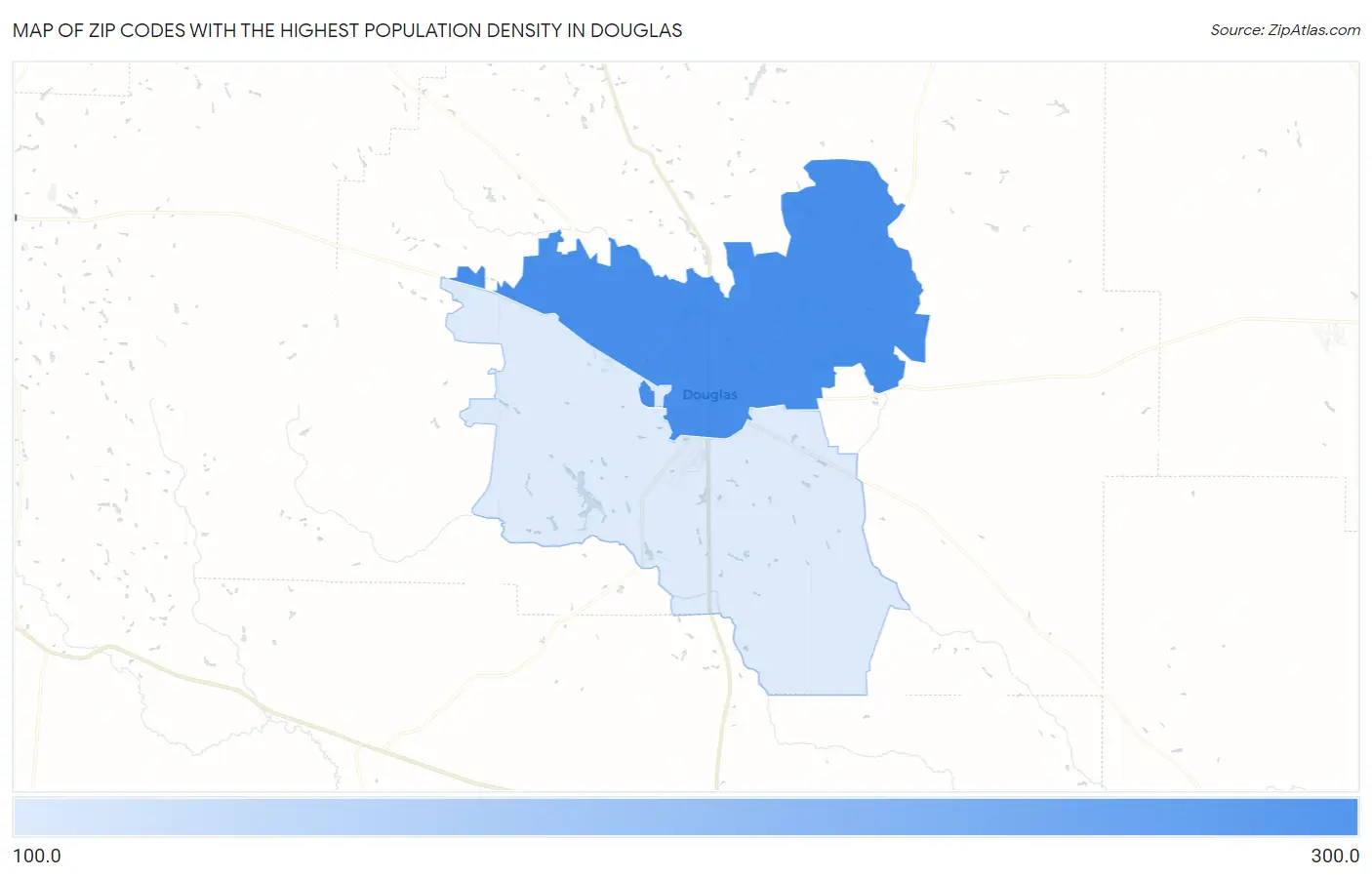 Zip Codes with the Highest Population Density in Douglas Map