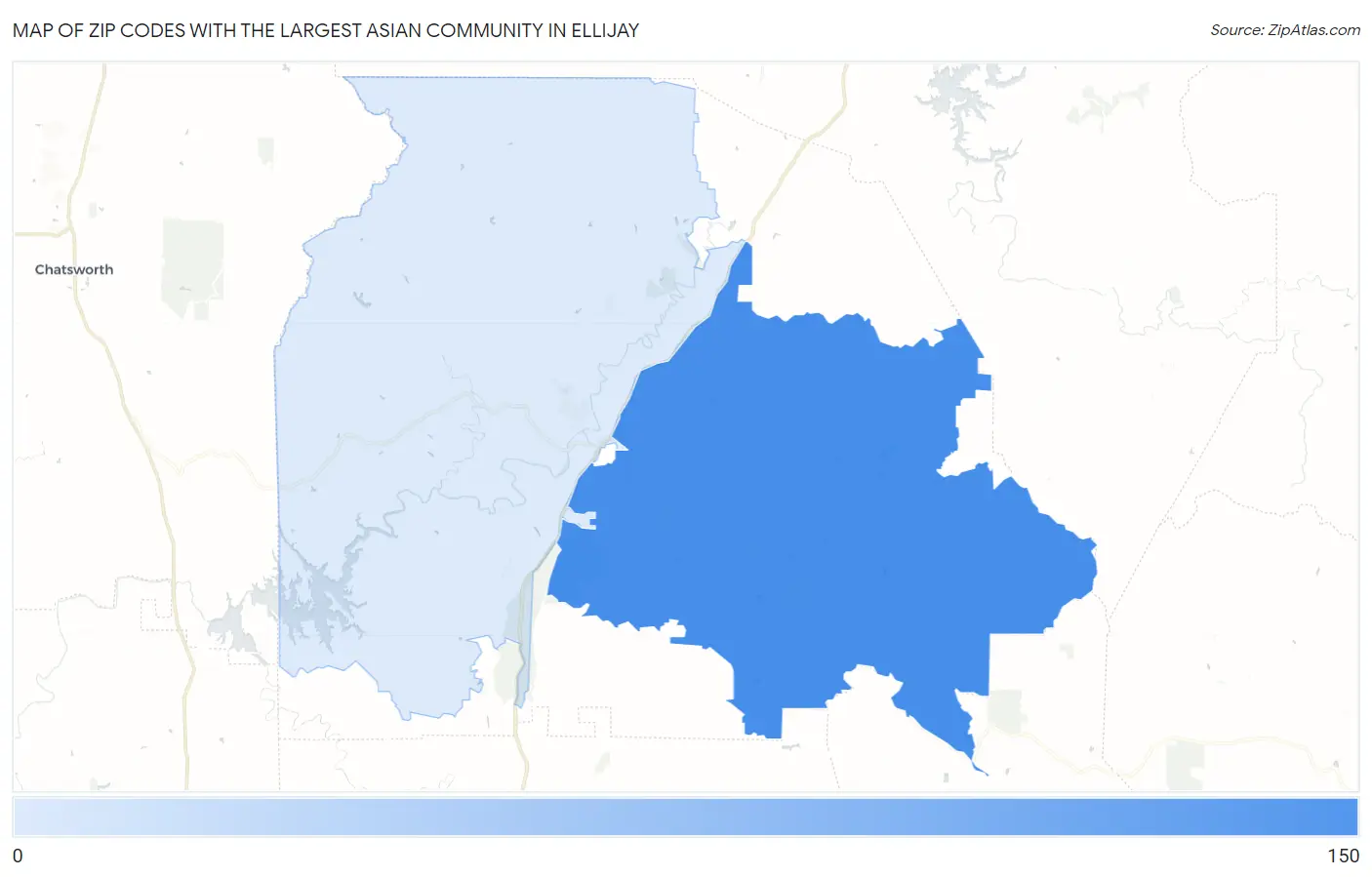 Zip Codes with the Largest Asian Community in Ellijay Map