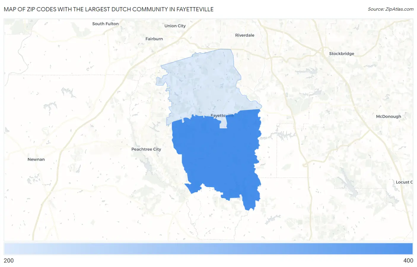 Zip Codes with the Largest Dutch Community in Fayetteville Map