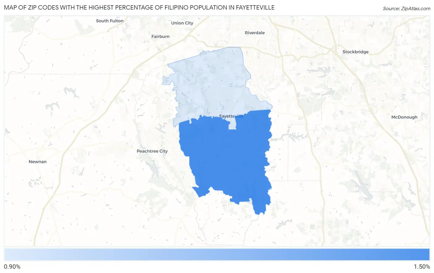 Zip Codes with the Highest Percentage of Filipino Population in Fayetteville Map