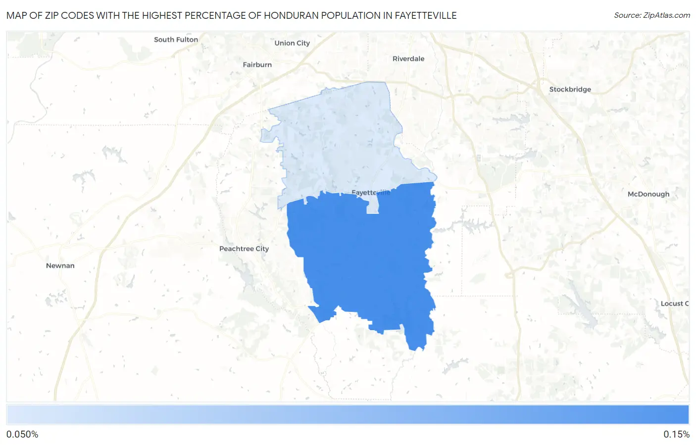 Zip Codes with the Highest Percentage of Honduran Population in Fayetteville Map