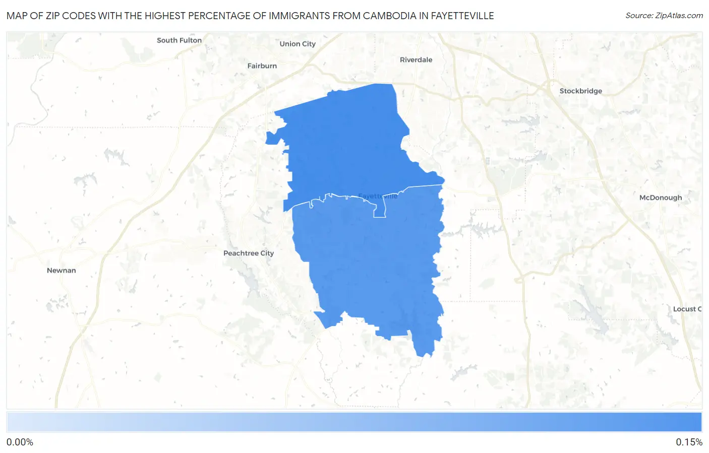 Zip Codes with the Highest Percentage of Immigrants from Cambodia in Fayetteville Map