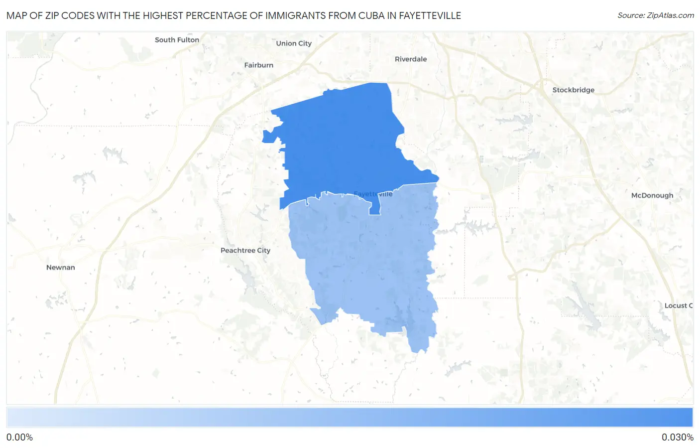 Zip Codes with the Highest Percentage of Immigrants from Cuba in Fayetteville Map