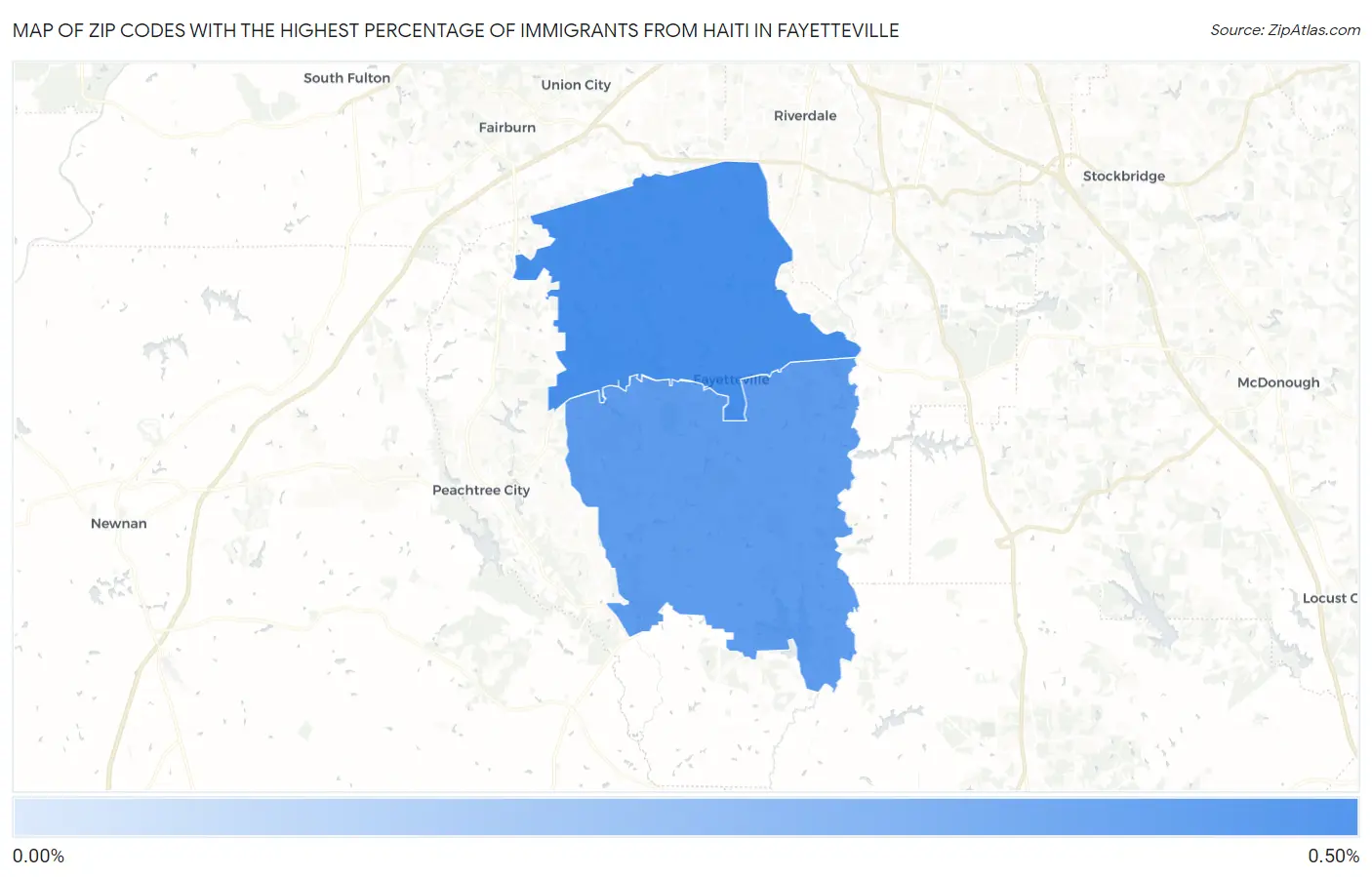 Zip Codes with the Highest Percentage of Immigrants from Haiti in Fayetteville Map