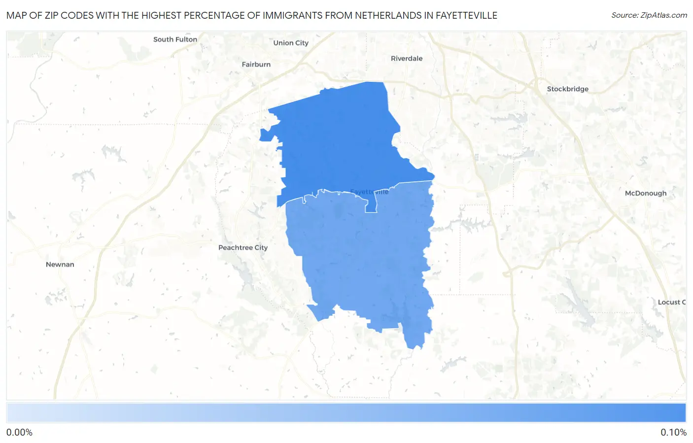 Zip Codes with the Highest Percentage of Immigrants from Netherlands in Fayetteville Map