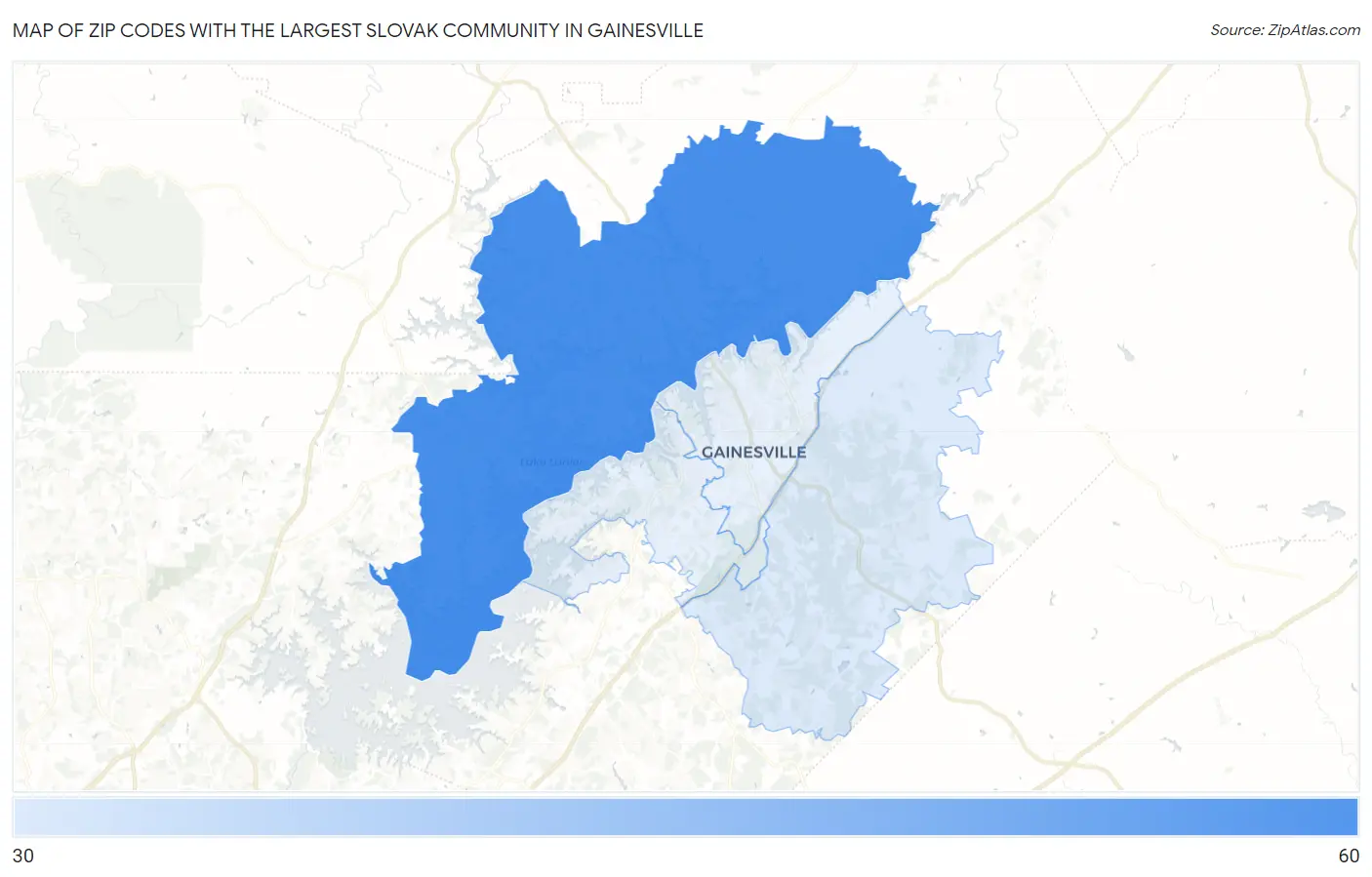 Zip Codes with the Largest Slovak Community in Gainesville Map