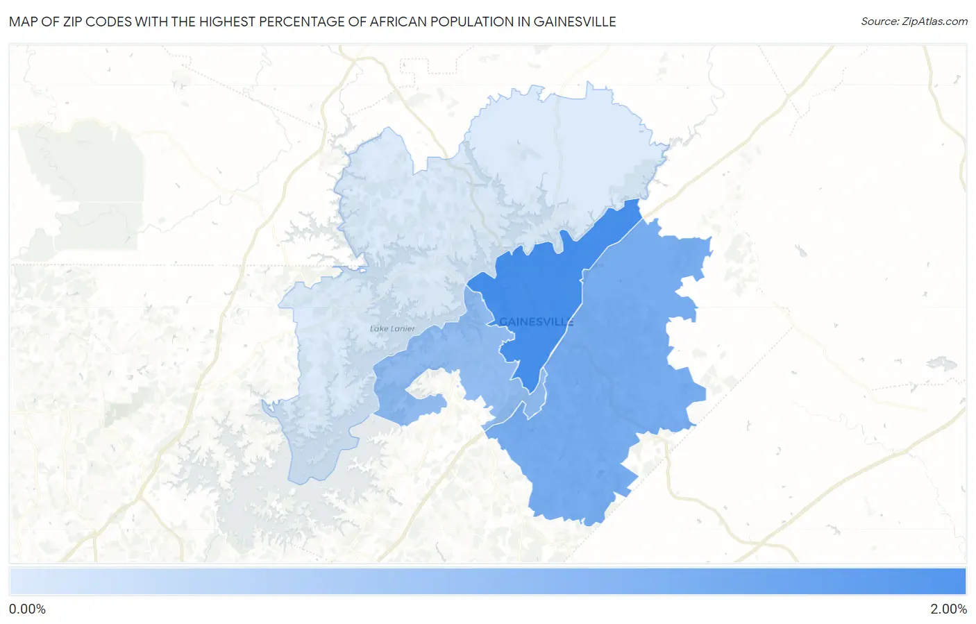 Zip Codes with the Highest Percentage of African Population in Gainesville Map