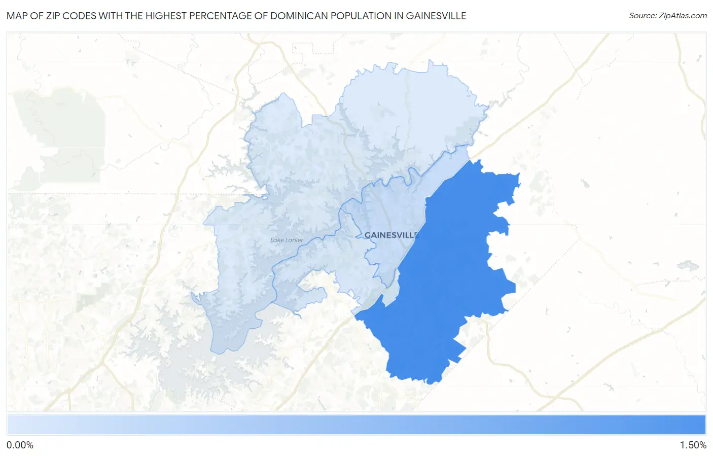 Zip Codes with the Highest Percentage of Dominican Population in Gainesville Map