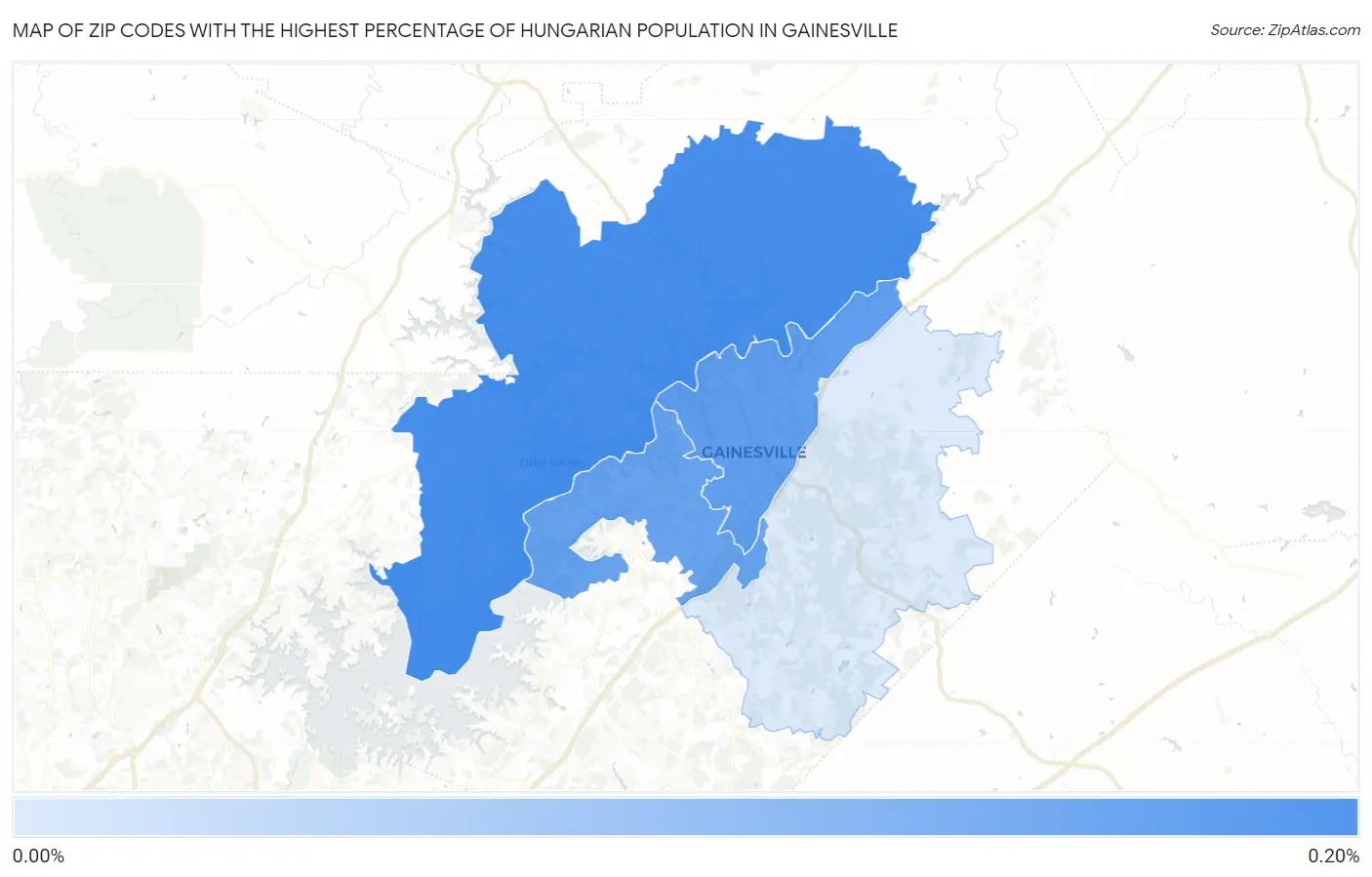 Zip Codes with the Highest Percentage of Hungarian Population in Gainesville Map