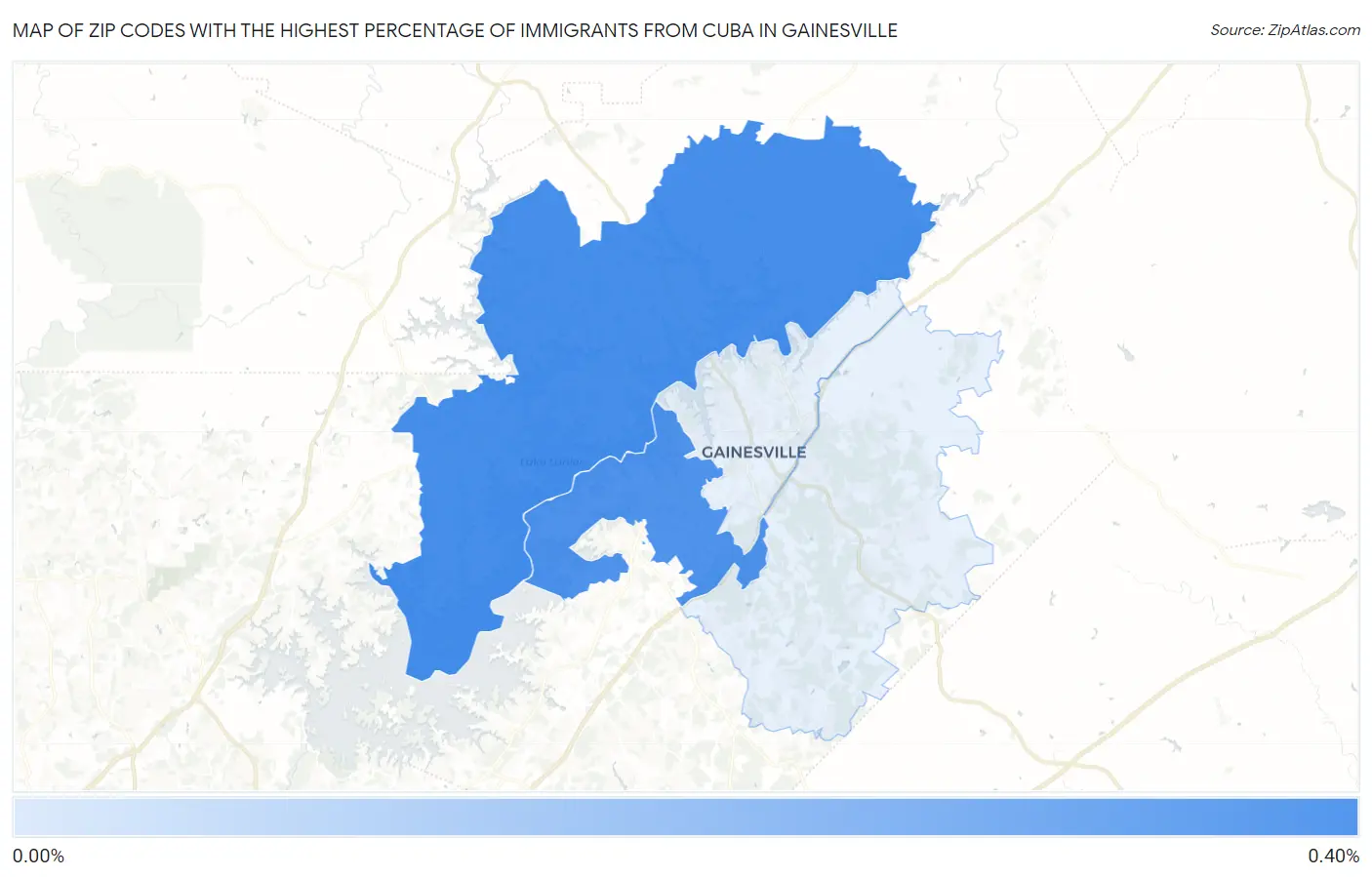 Zip Codes with the Highest Percentage of Immigrants from Cuba in Gainesville Map