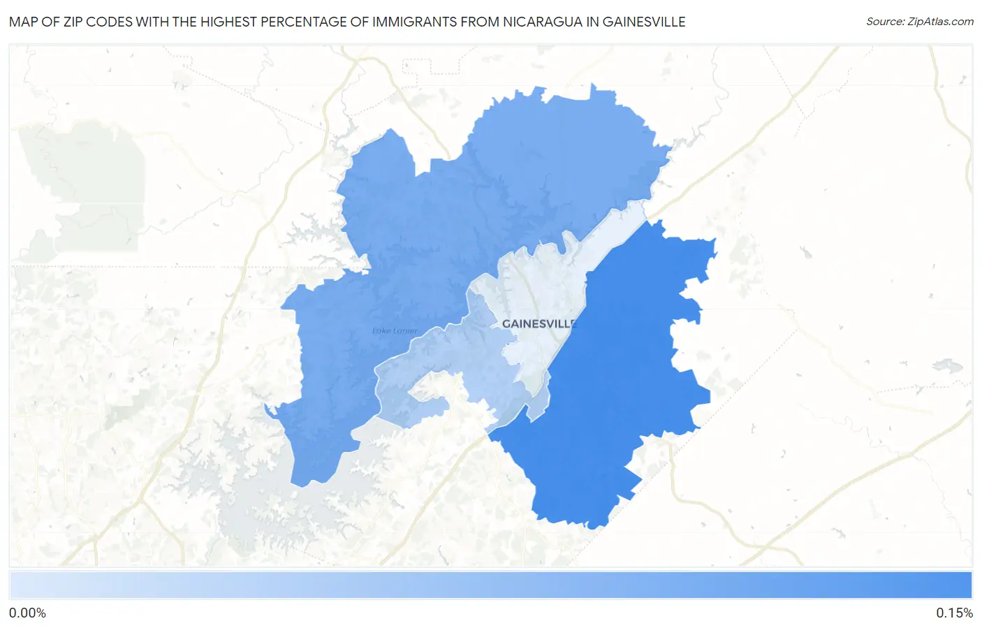 Zip Codes with the Highest Percentage of Immigrants from Nicaragua in Gainesville Map