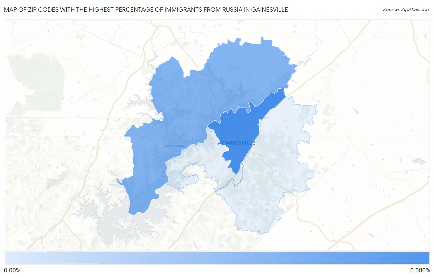 Zip Codes with the Highest Percentage of Immigrants from Russia in Gainesville Map