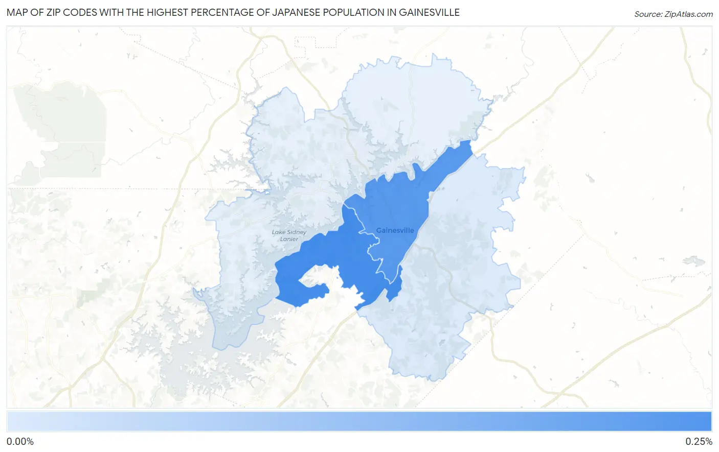 Zip Codes with the Highest Percentage of Japanese Population in Gainesville Map