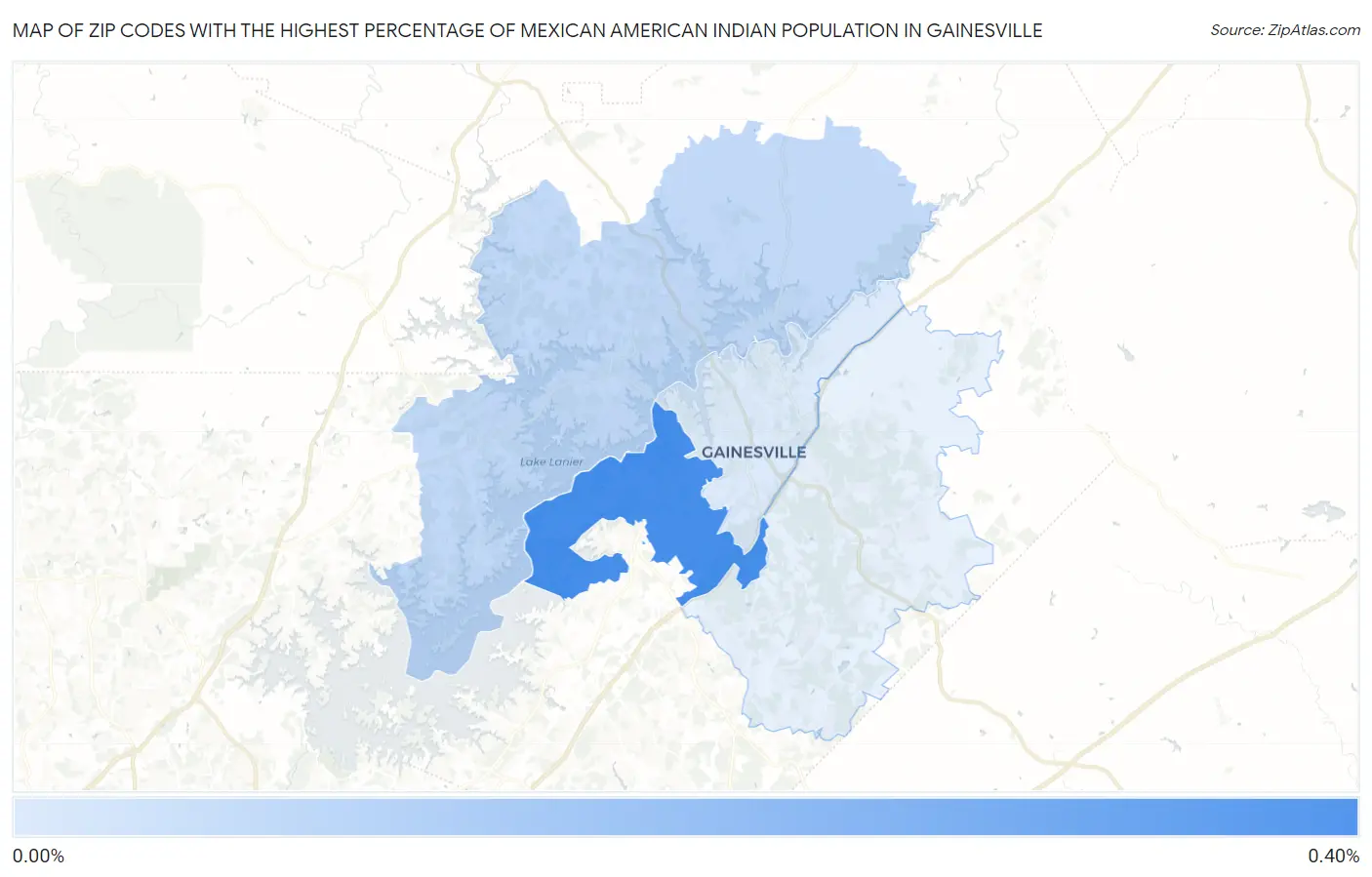 Zip Codes with the Highest Percentage of Mexican American Indian Population in Gainesville Map