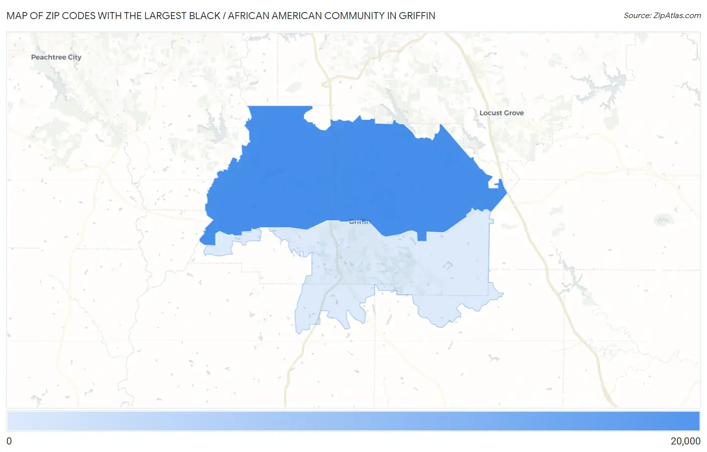 Zip Codes with the Largest Black / African American Community in Griffin Map
