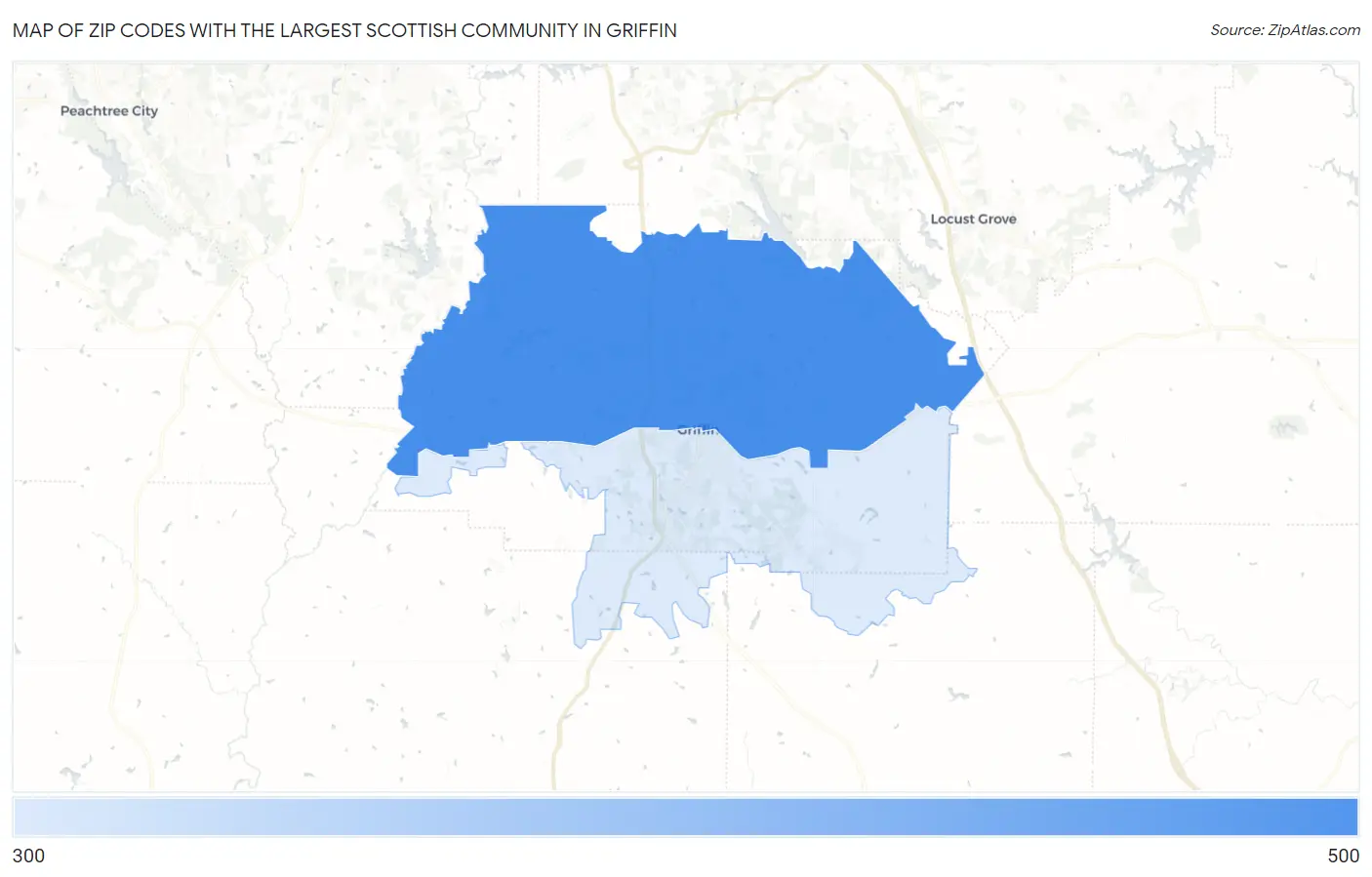 Zip Codes with the Largest Scottish Community in Griffin Map