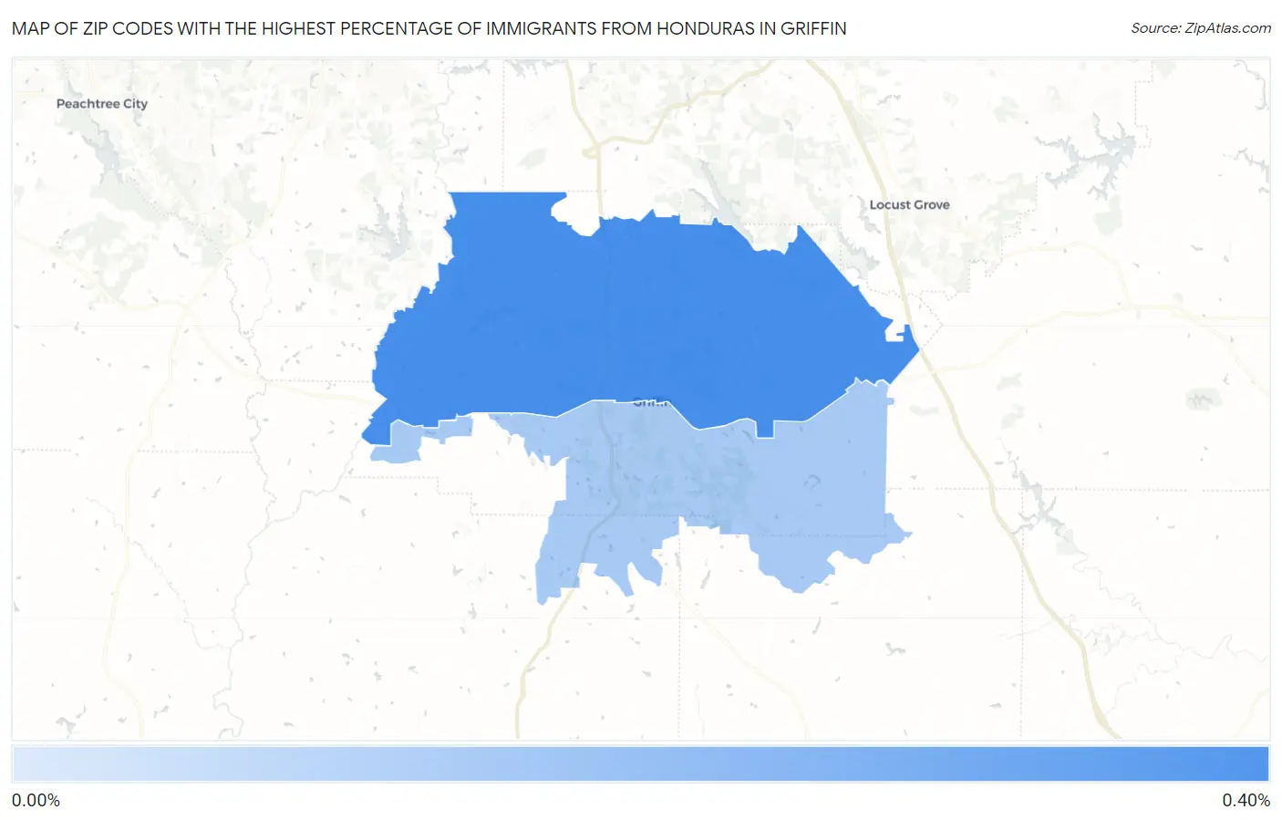 Zip Codes with the Highest Percentage of Immigrants from Honduras in Griffin Map