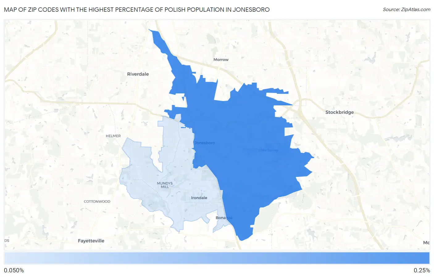 Zip Codes with the Highest Percentage of Polish Population in Jonesboro Map