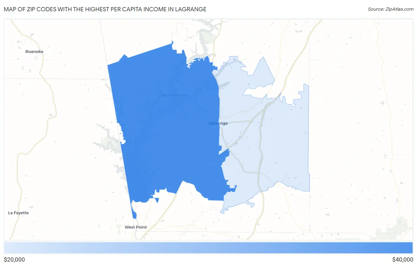 Zip Codes with the Highest Per Capita Income in Lagrange Map