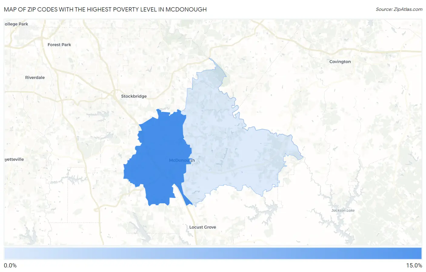 Zip Codes with the Highest Poverty Level in Mcdonough Map