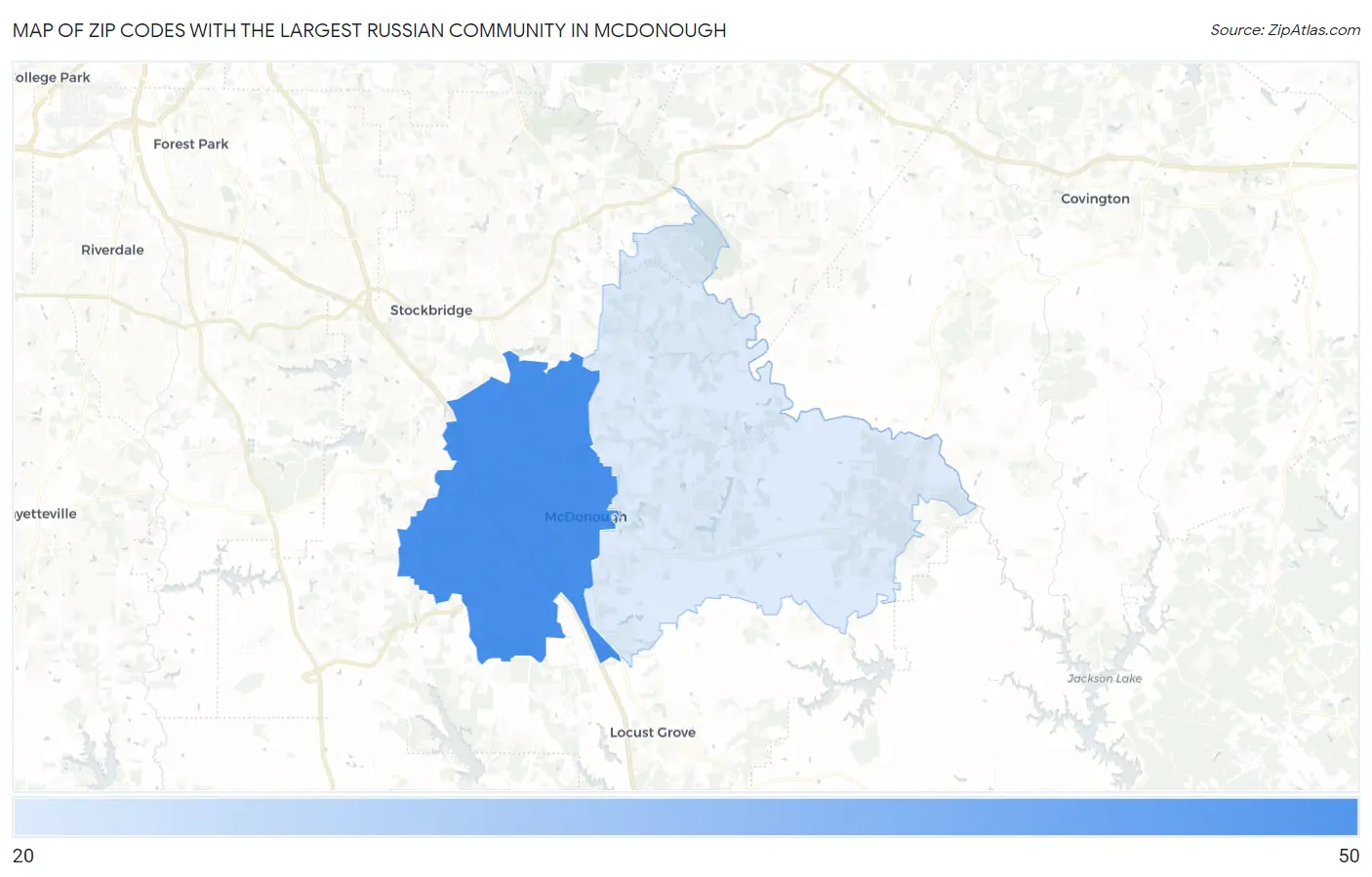 Zip Codes with the Largest Russian Community in Mcdonough Map