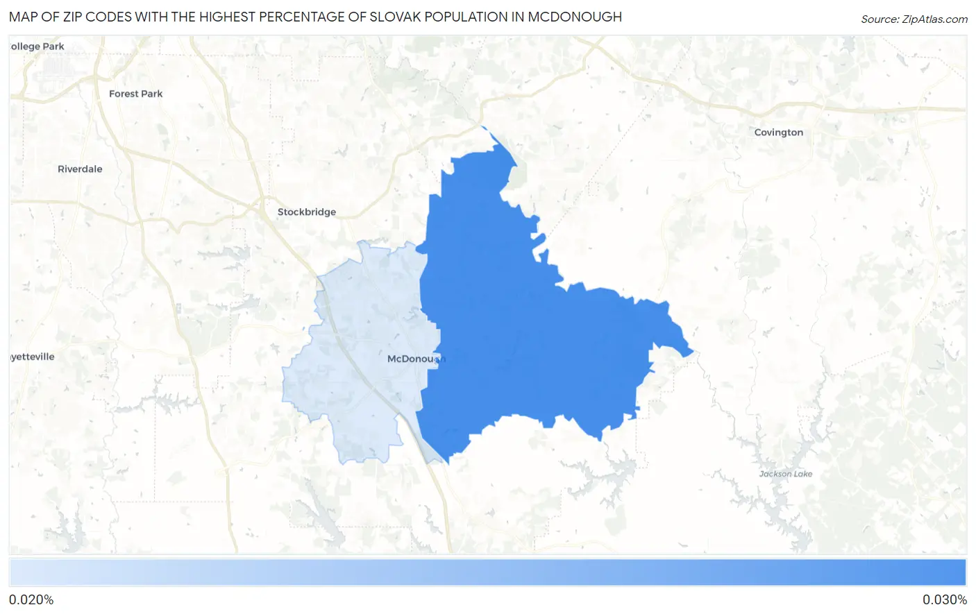Zip Codes with the Highest Percentage of Slovak Population in Mcdonough Map