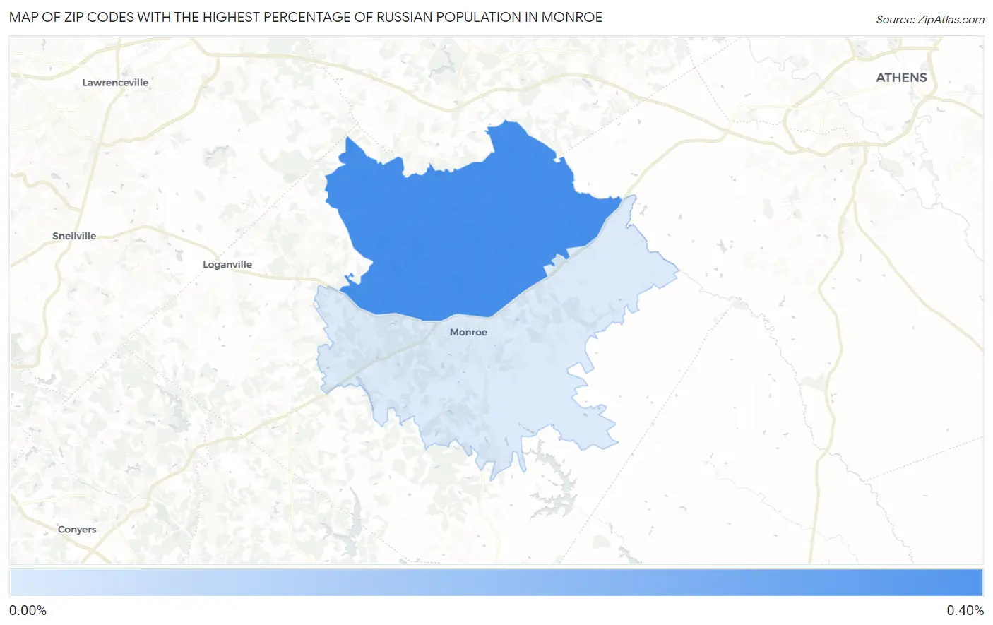 Zip Codes with the Highest Percentage of Russian Population in Monroe Map