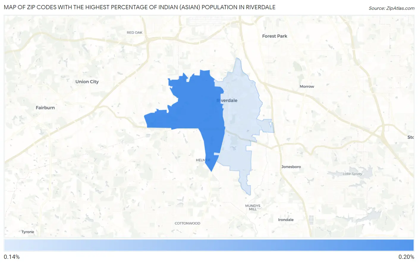 Zip Codes with the Highest Percentage of Indian (Asian) Population in Riverdale Map