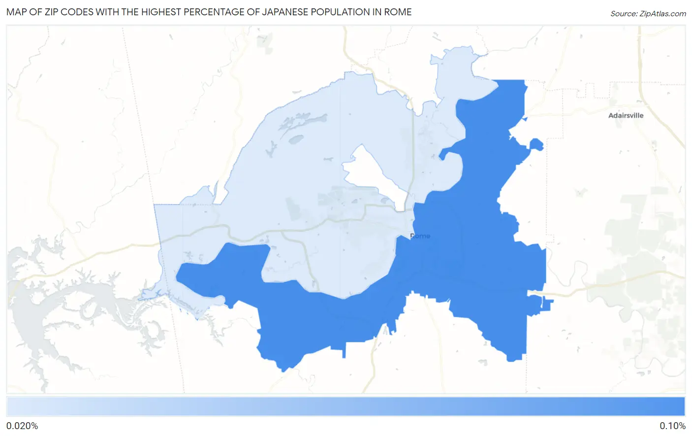 Zip Codes with the Highest Percentage of Japanese Population in Rome Map