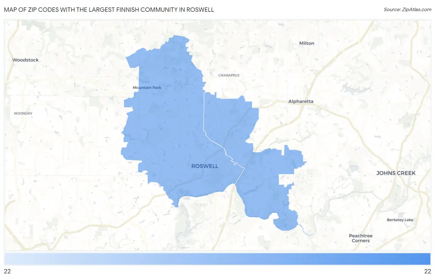 Zip Codes with the Largest Finnish Community in Roswell Map
