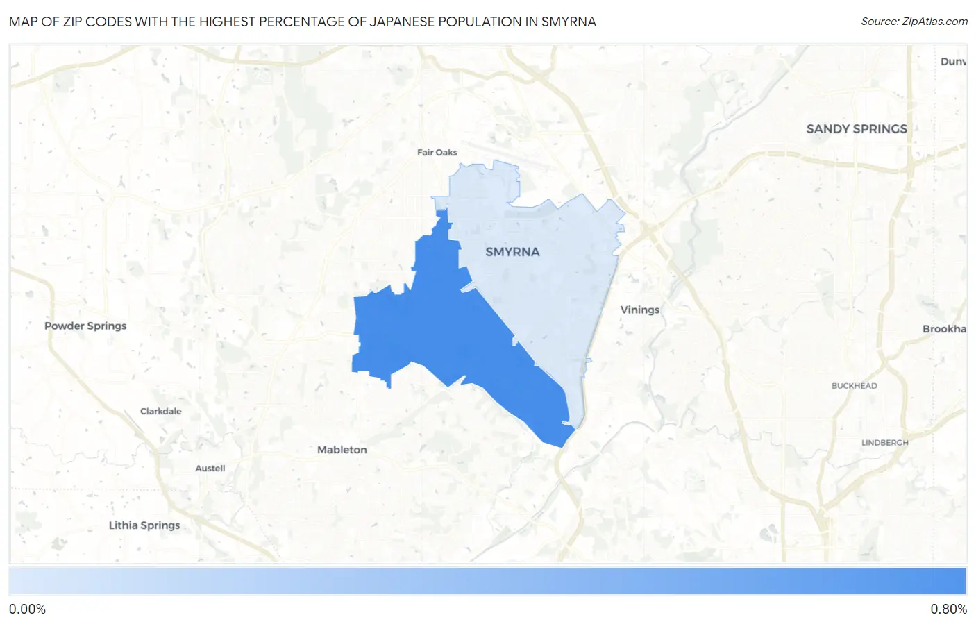 Zip Codes with the Highest Percentage of Japanese Population in Smyrna Map