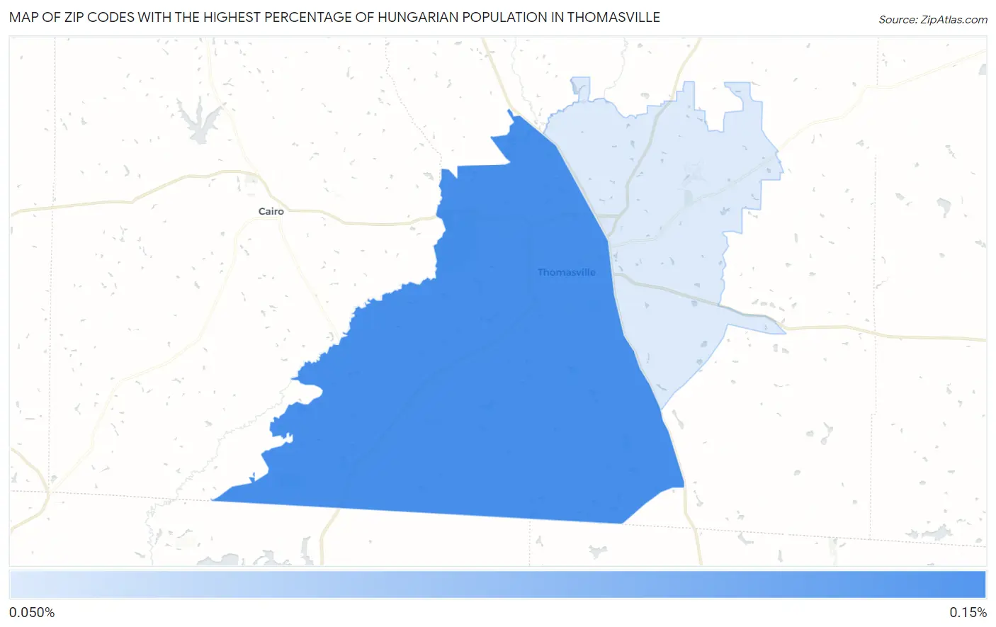 Zip Codes with the Highest Percentage of Hungarian Population in Thomasville Map