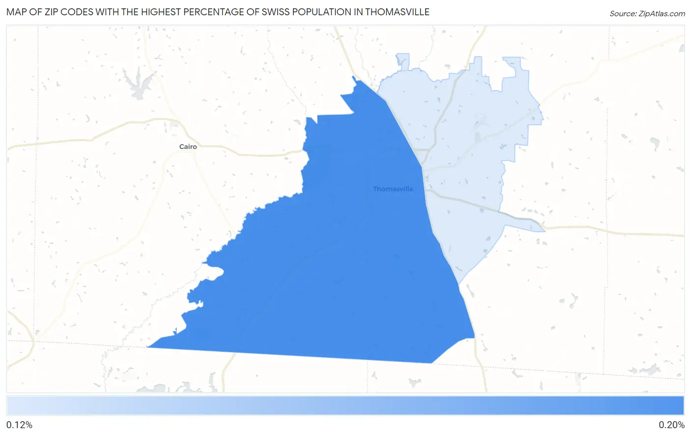 Zip Codes with the Highest Percentage of Swiss Population in Thomasville Map