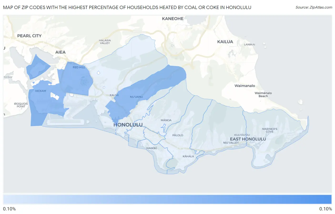 Zip Codes with the Highest Percentage of Households Heated by Coal or Coke in Honolulu Map