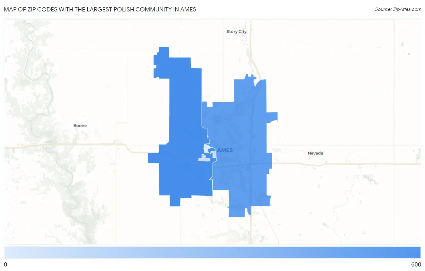 Zip Codes with the Largest Polish Community in Ames Map