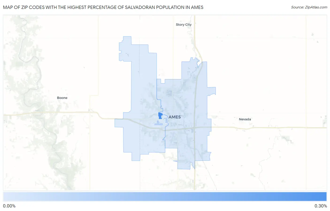 Zip Codes with the Highest Percentage of Salvadoran Population in Ames Map