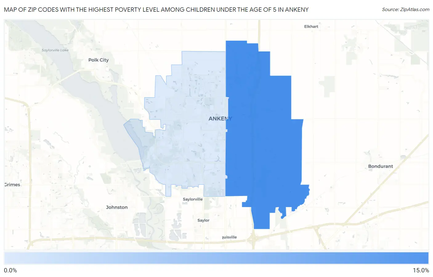 Zip Codes with the Highest Poverty Level Among Children Under the Age of 5 in Ankeny Map